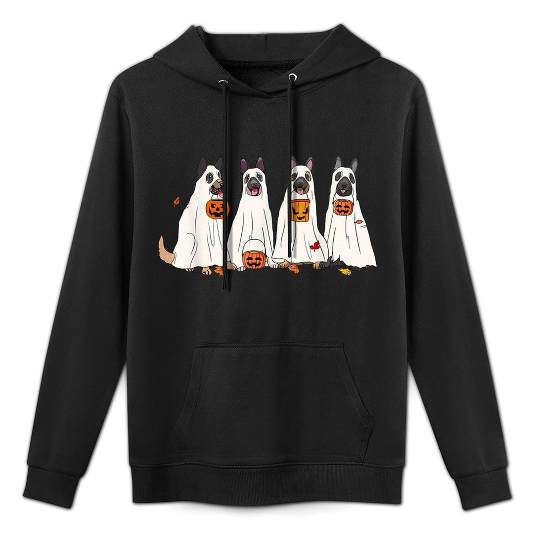 Dog Halloween Trick Or Treat Boo Ghost Pumpkin Malinois Dogs Men Women Kids Breathable Fabric Hoodie
