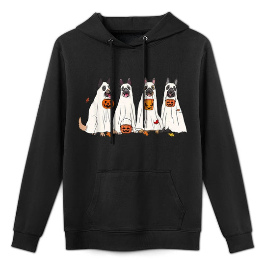 Dog Halloween Trick Or Treat Boo Ghost Pumpkin Malinois Dogs Men Women Kids Breathable Fabric Hoodie
