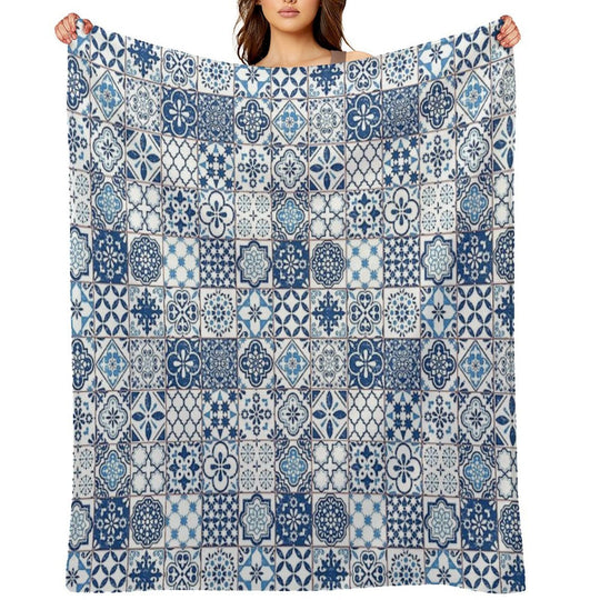 Portuguese Azulejos Durable Throw Blanket