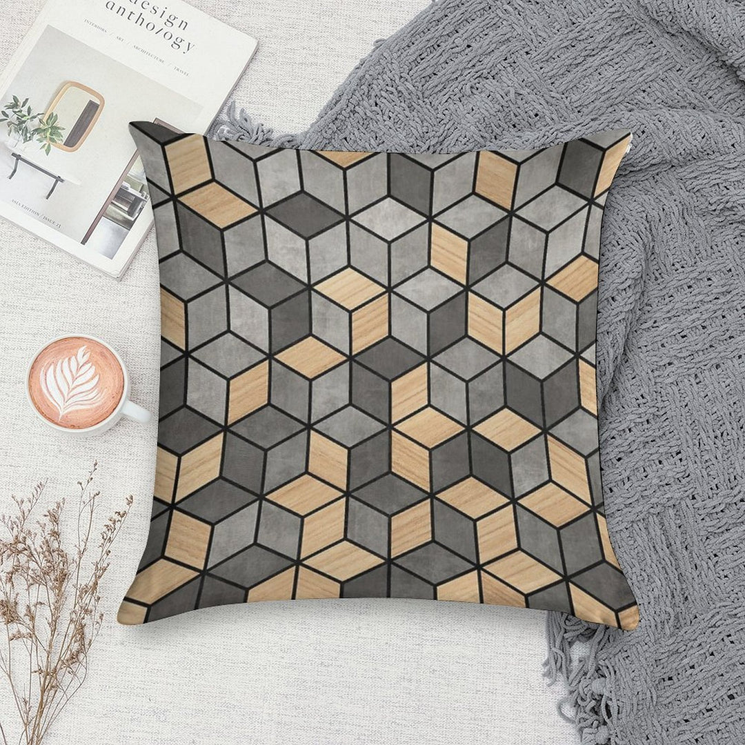 Concrete And Wood Cubes Soft Ultra-Soft Texture Throw Pillow