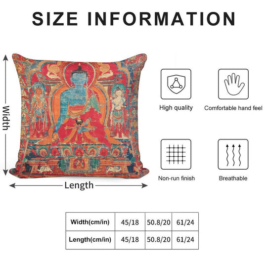 Mandala 140 Blue Medicine Buddha Soft Shrink-Resistant Throw Pillow