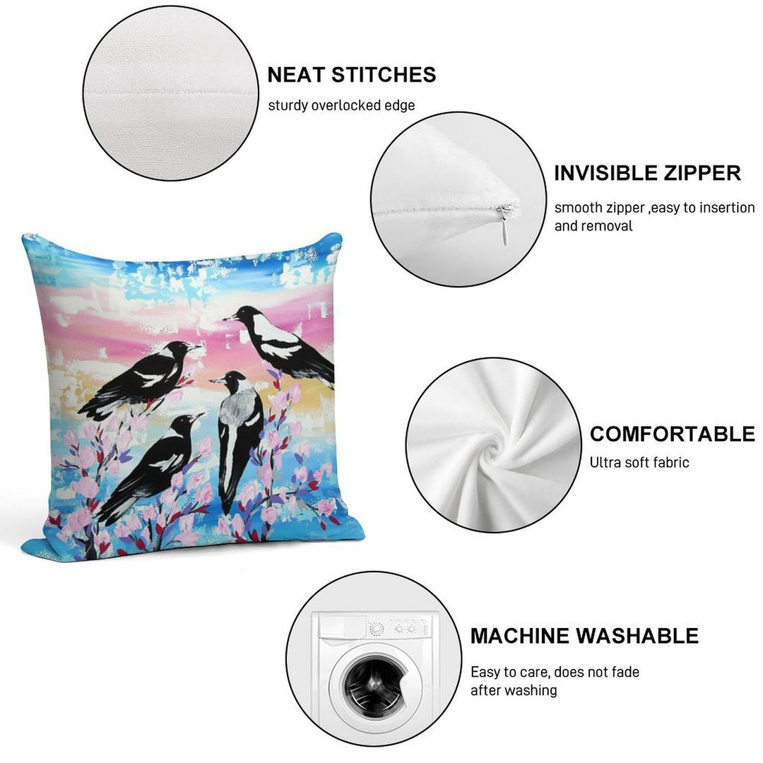 Australian Magpies Rainbow Soft Skin-Friendly Throw Pillow