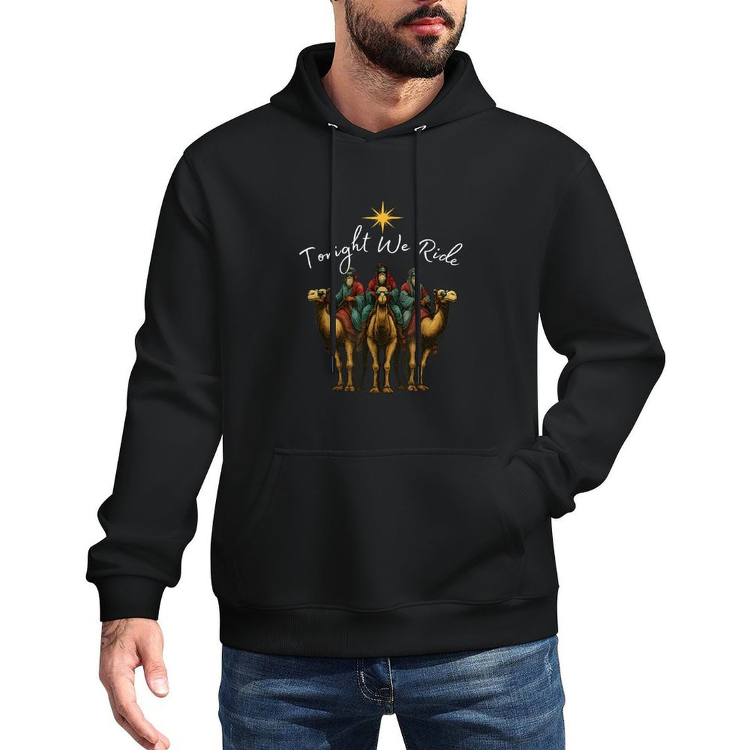 Tonight We Ride Christmas, 3 Wise Men, Christian Christmas Medium-Weight Fabric Hoodie