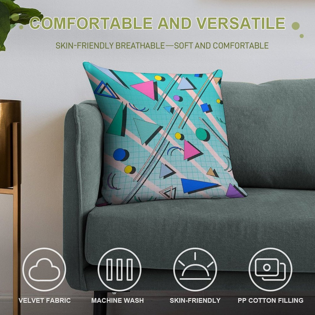 80s Pop Retro Pattern 4 Soft Decorative Cover Throw Pillow