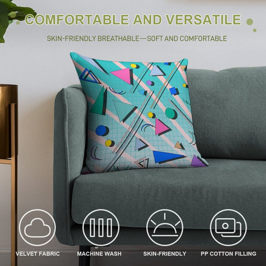 80s Pop Retro Pattern 4 Soft Decorative Cover Throw Pillow