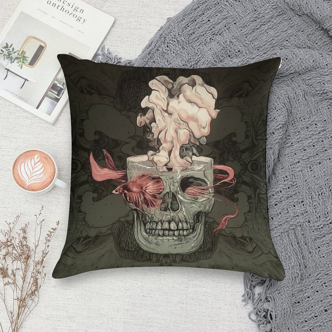 Skull And Red Fish Soft Easy Maintenance Throw Pillow