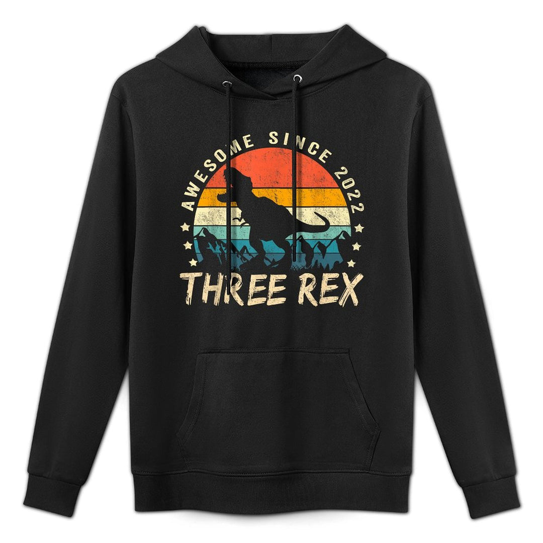 Three Rex 3rd Birthday Third Dinosaur 3 Year Old Versatile Streetwear Hoodie