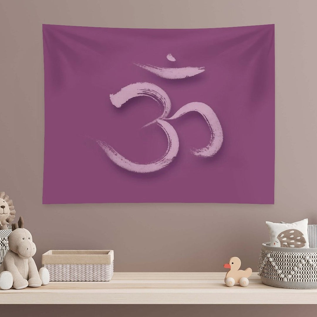 Sanskrit Om Or Aum Sacred Symbol of The Crown Chakra in Yoga Artistic Design in Purple Colors Art Print Tapestry