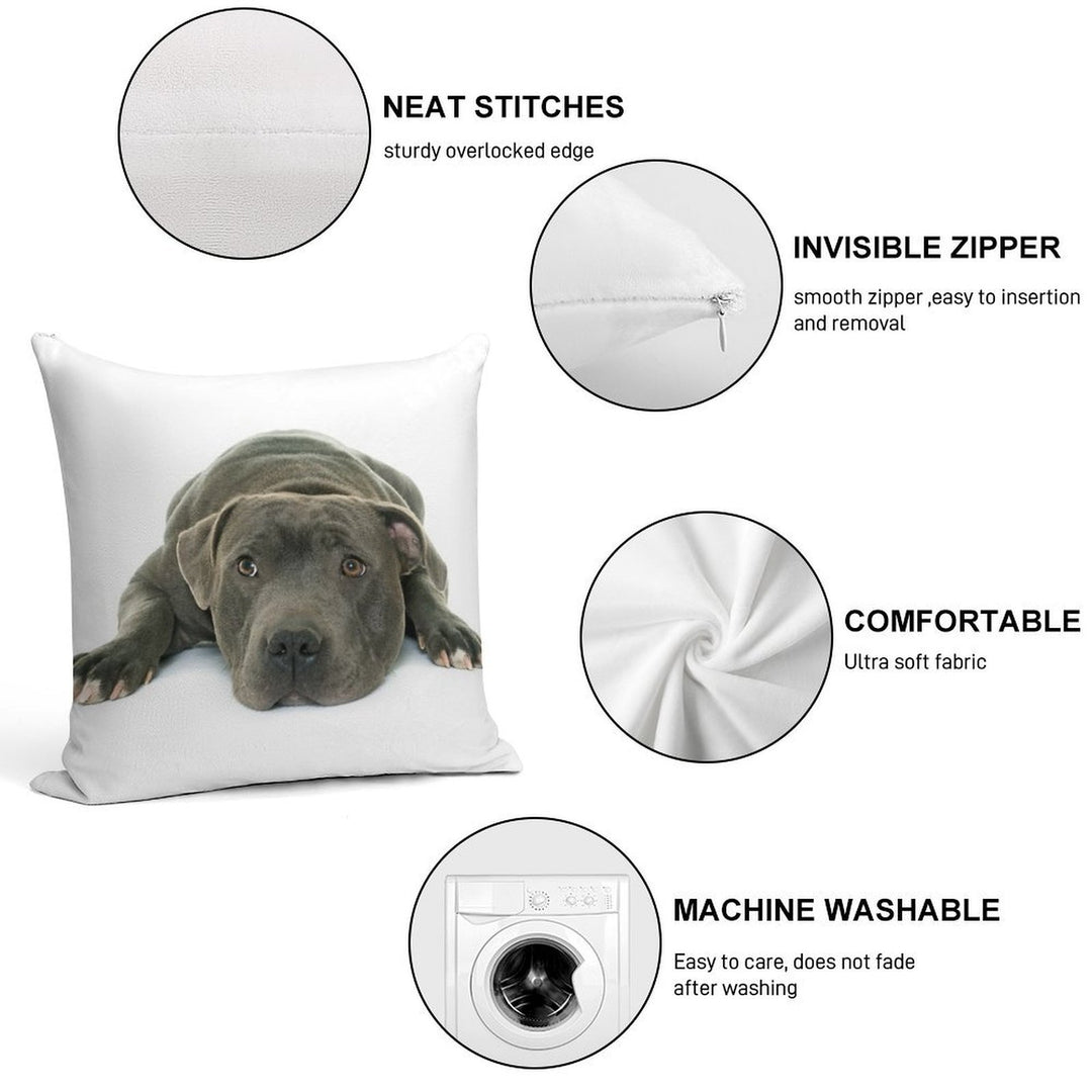 Blue Staffordshire Bull Terrier Super Cute Puppy Eyes Soft Luxury Feel Throw Pillow