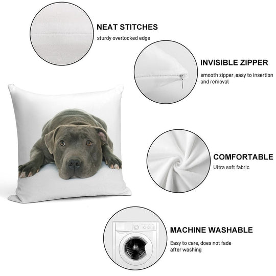 Blue Staffordshire Bull Terrier Super Cute Puppy Eyes Soft Luxury Feel Throw Pillow