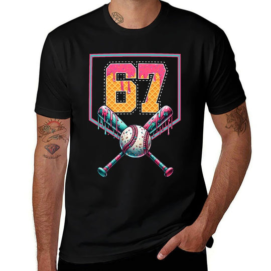 Baseball Drip Number 67 Player Or 67th Birthday Premium  Versatile T-Shirt