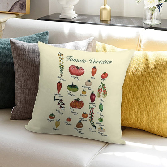 Tomato Varieties Spread Soft Decorative Cover Throw Pillow