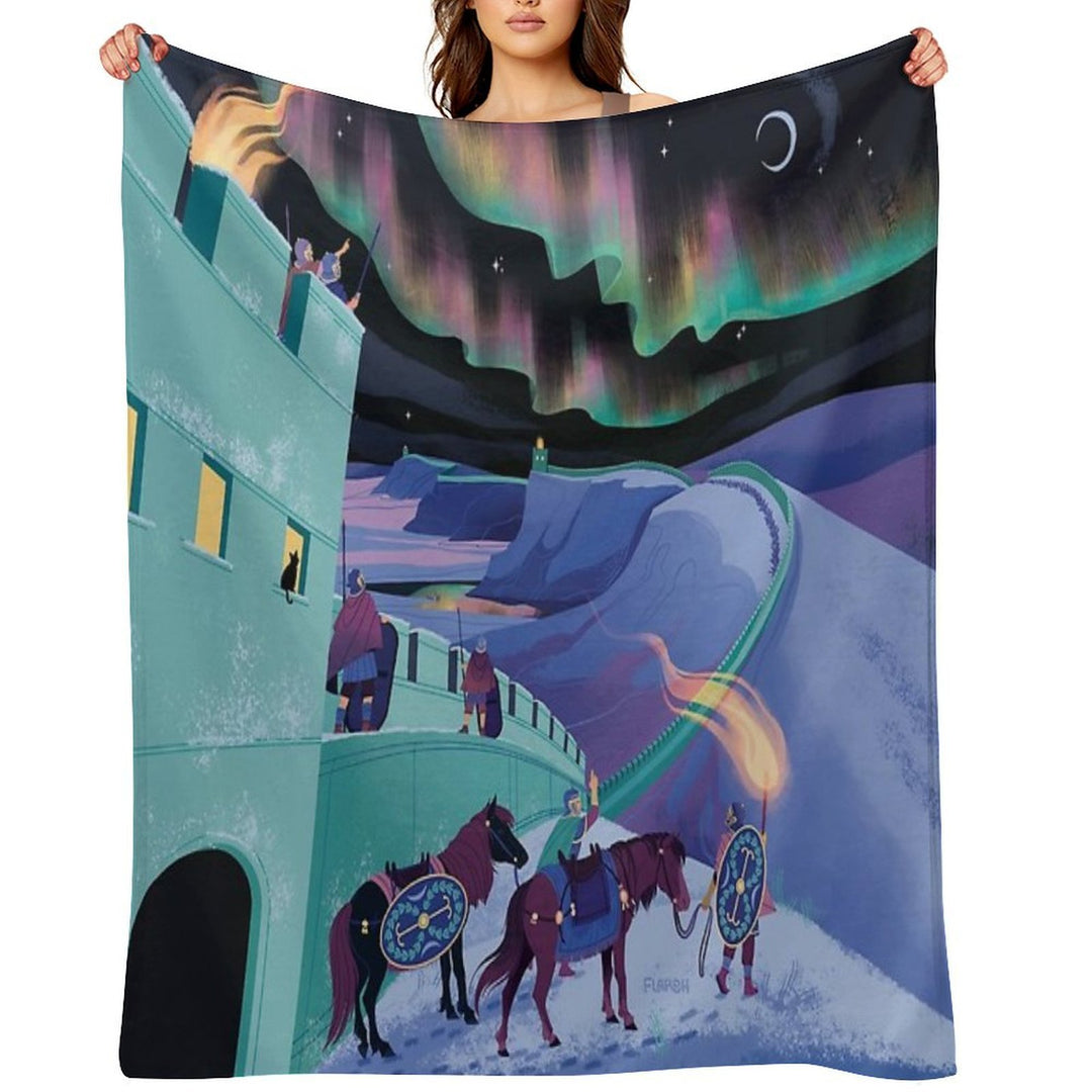 Lights Over Hadrians Wall Durable Throw Blanket