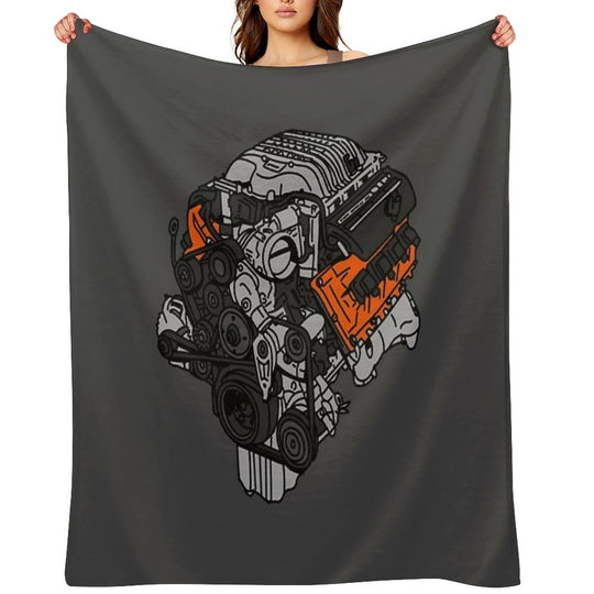 Hellcat Engine Compact Throw Blanket