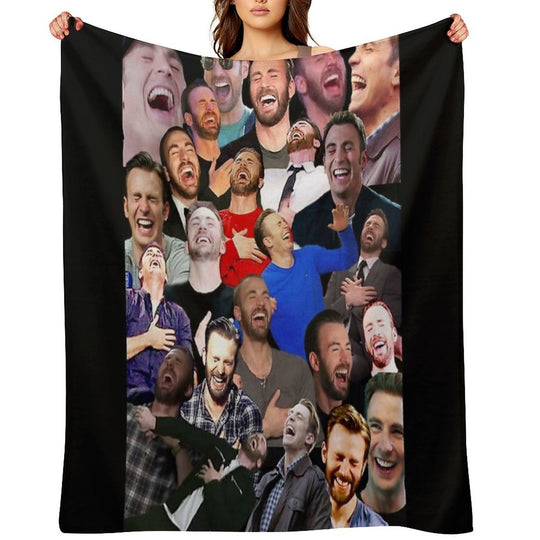 Chris Evans Laughing Machine-washable Throw Blanket