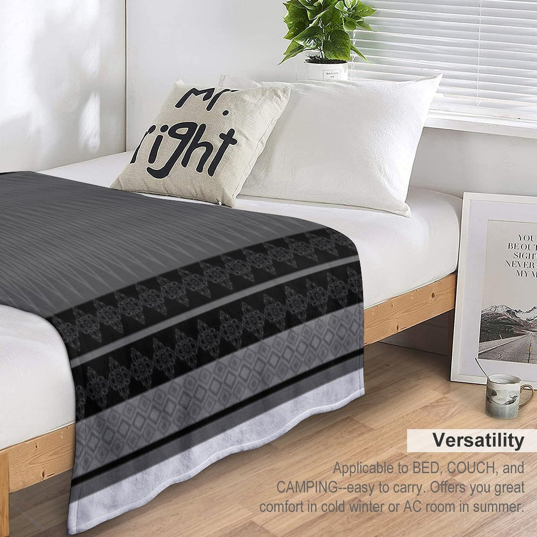 Geometric Ethnic Pattern Oriental in Black And Gray Comfort Throw Blanket