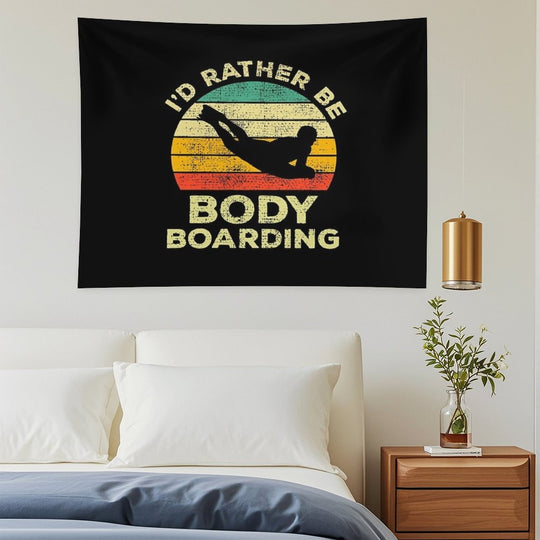 I’d Rather Be Body Boarding Bodyboarding Vintage Gift For Body Boarders Tapestry
