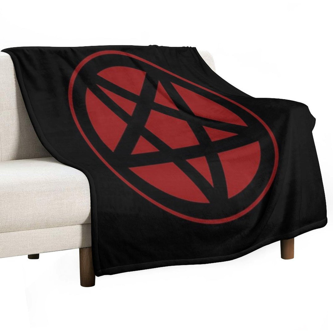 Inverted Pentagram Dark Red  Satanic Gift-ready Throw Blanket