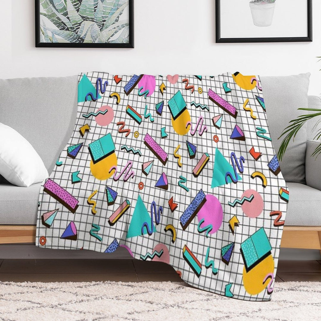Funky 80s Eighties Memphis Pattern Design Eco-conscious Throw Blanket