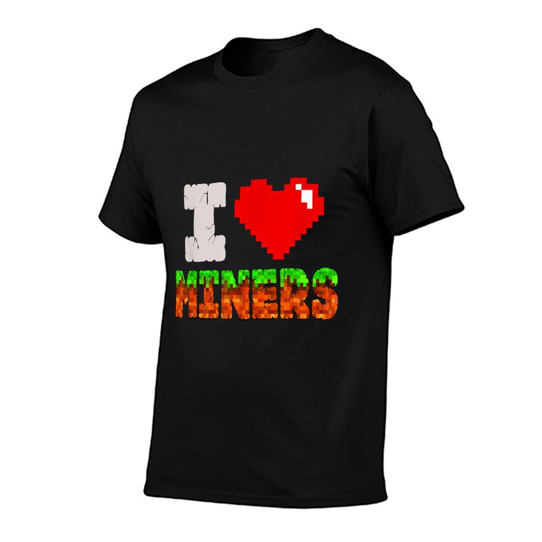 I Love Miners Funny Heart Video Gamer Meme Pixel Game Lover  Lightweight T-Shirt