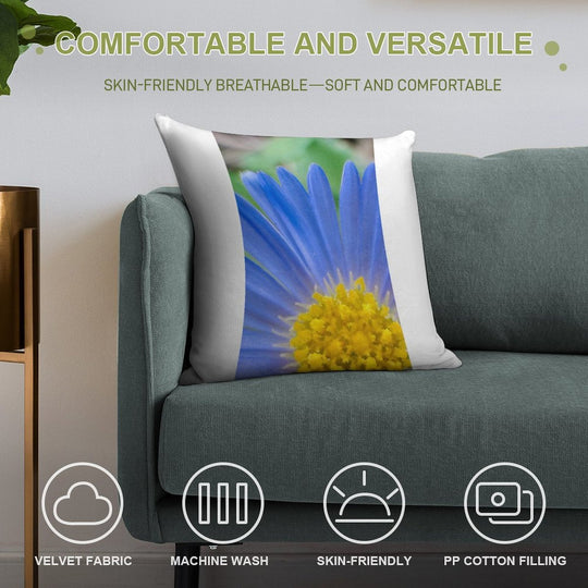 Blue Flowers Soft Skin-Friendly Throw Pillow