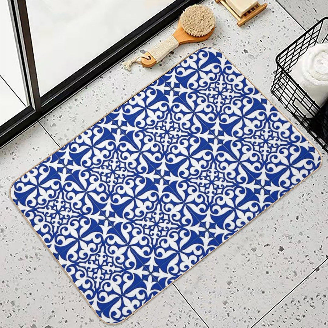 Moroccan Tile - Cobalt Blue  Dirt-Trapping Bath Mat