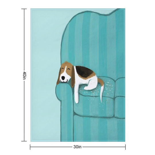 Happy Couch Dog  Cute Beagle Velvety-soft Throw Blanket