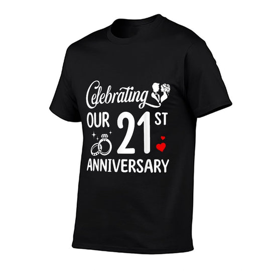 Celebrating Our 21st Wedding Anniversary Marriage 21 Years  Affordable Price T-Shirt
