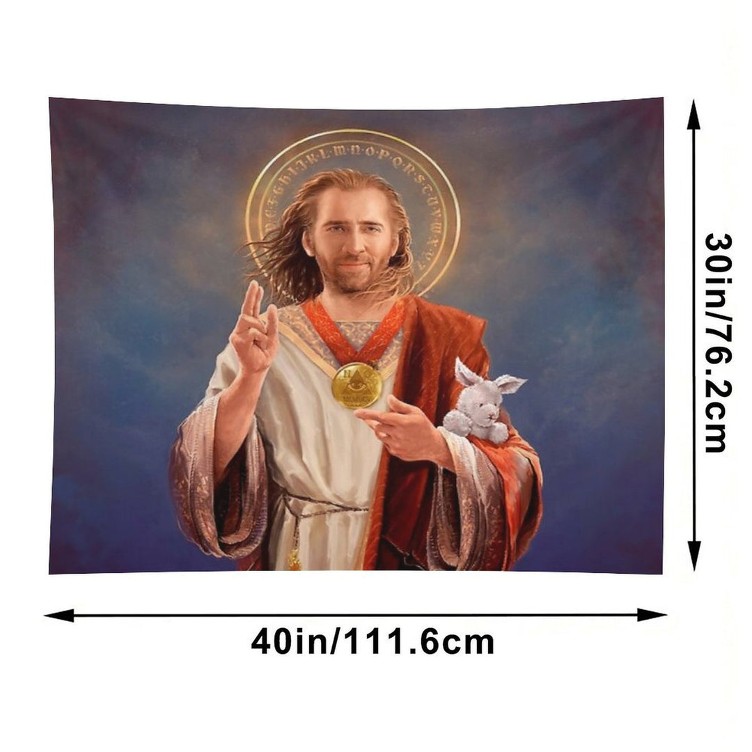Nicolas Cage, Saint Nicolas of Cage, Nic Cage Original Religious Painting Tapestry
