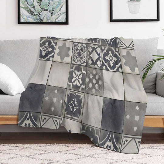 Vintage Geometric Tile Pattern Design Premium Throw Blanket