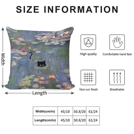Cat Monet Waterlily Soft Durable Construction Throw Pillow