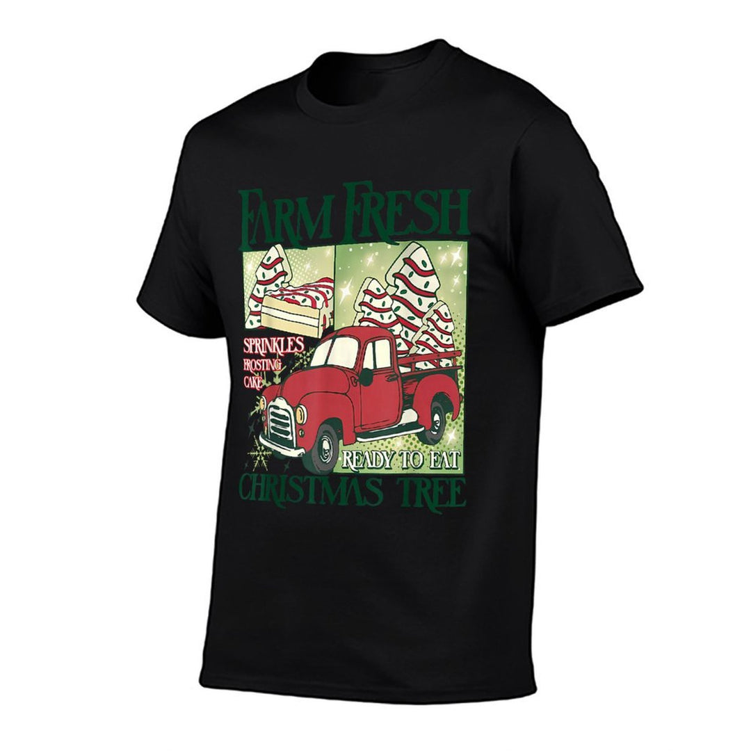 Farm Fresh Christmas Tree Funny Xmas Frosting Cake Debbie  Oversized Silhouette T-Shirt