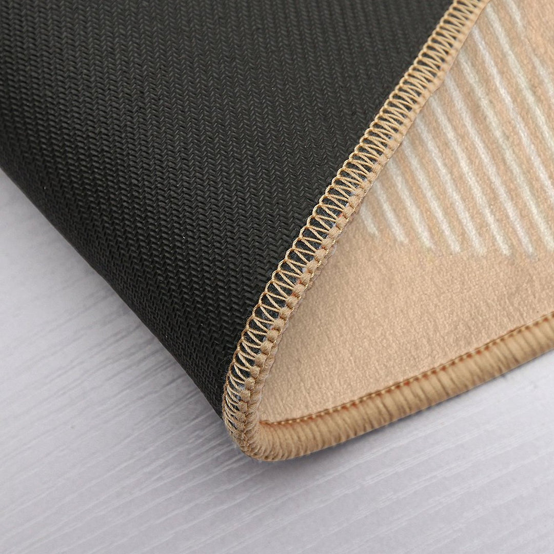 Geometric Lines Ying And Yang III in Beige Shades  High-Traffic Bath Mat