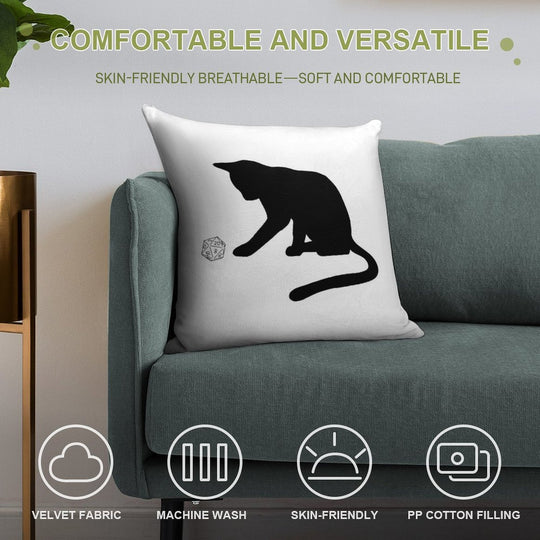 D20 Cat Soft Multiple Sizes Throw Pillow