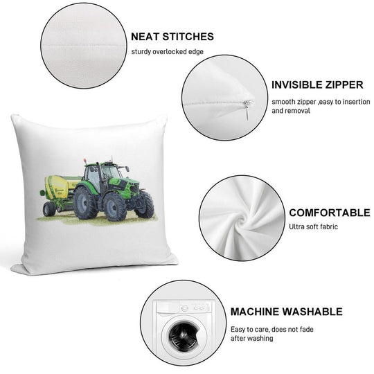 Green Tractor Painting Soft Luxury Feel Throw Pillow