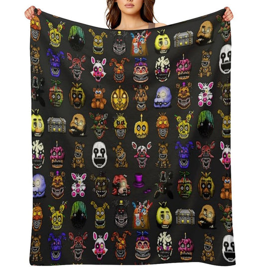 Five Nights at Freddy's - Pixel Art - Multiple Characters New Set Versatility Throw Blanket