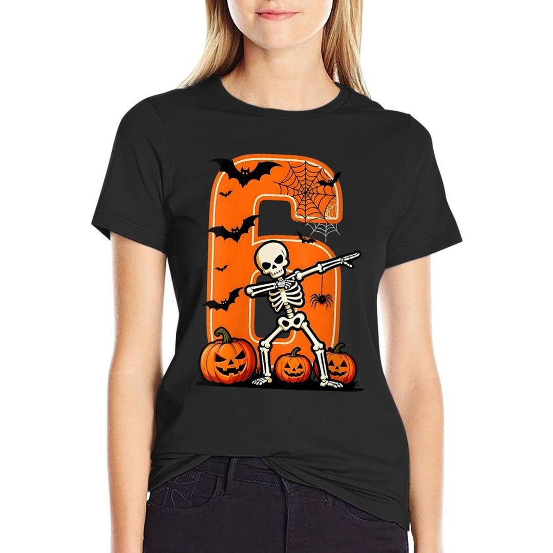 Womens Six Seven Meme Couple Matching Skeleton Pumpkin Halloween  Heathered Texture T-Shirt
