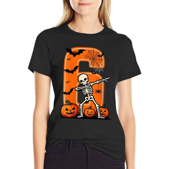 Womens Six Seven Meme Couple Matching Skeleton Pumpkin Halloween  Heathered Texture T-Shirt