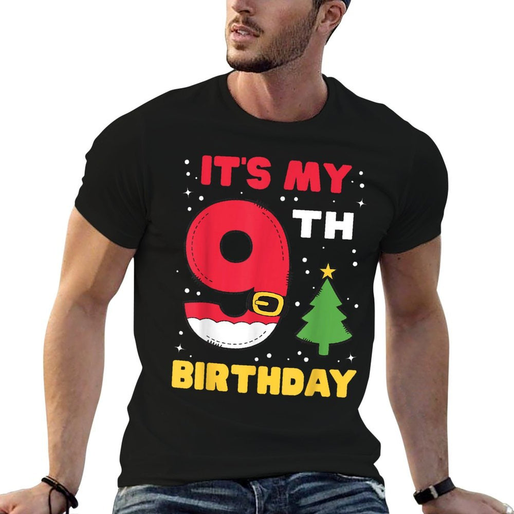 Its My 9th Birthday Christmas 9 Years Old Santa Boys Girls  Graphic-printed T-Shirt