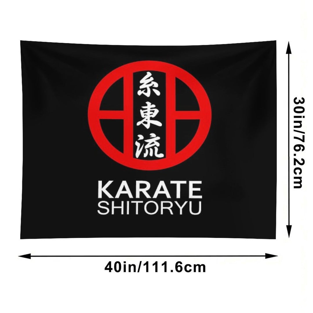 Karate Shitoryu Kanji And Symbol White Text Tapestry