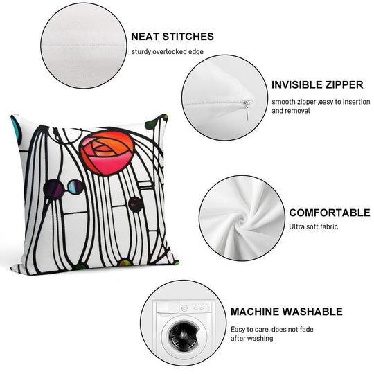 Charles Rennie Mackintosh - Window,No, 01. Soft Decorative Cover Throw Pillow