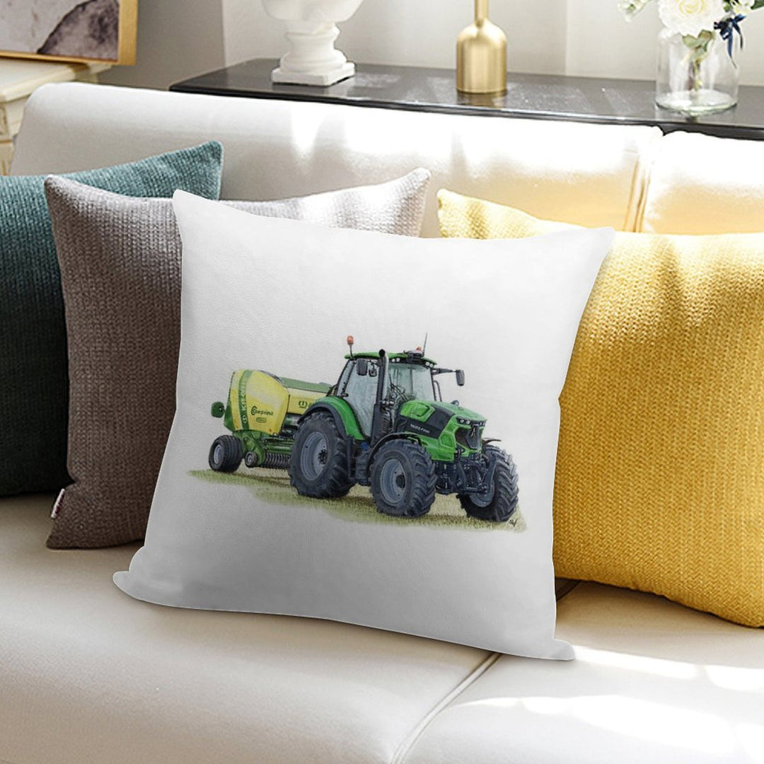 Green Tractor Painting Soft Luxury Feel Throw Pillow