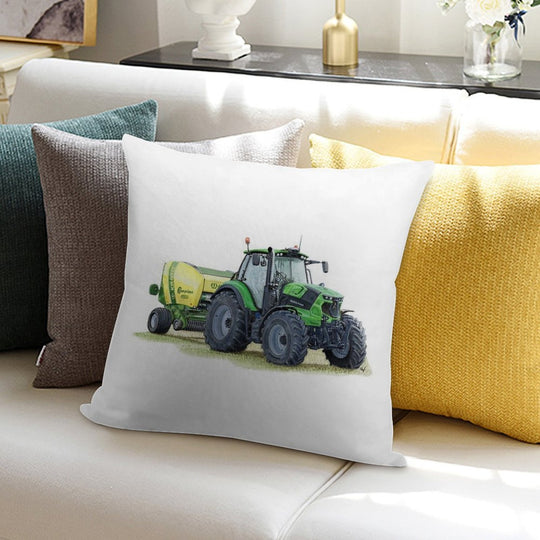 Green Tractor Painting Soft Luxury Feel Throw Pillow