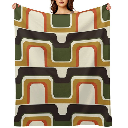 Mid-Century Modern Meets 1970s Plush Throw Blanket