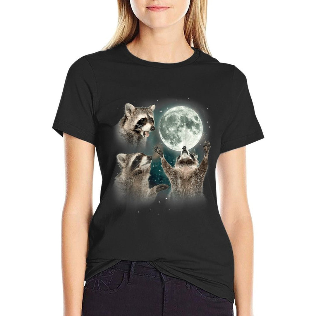 Funny Raccoon  3 Racoons Howling At Moon  Raccoon  Soft T-Shirt