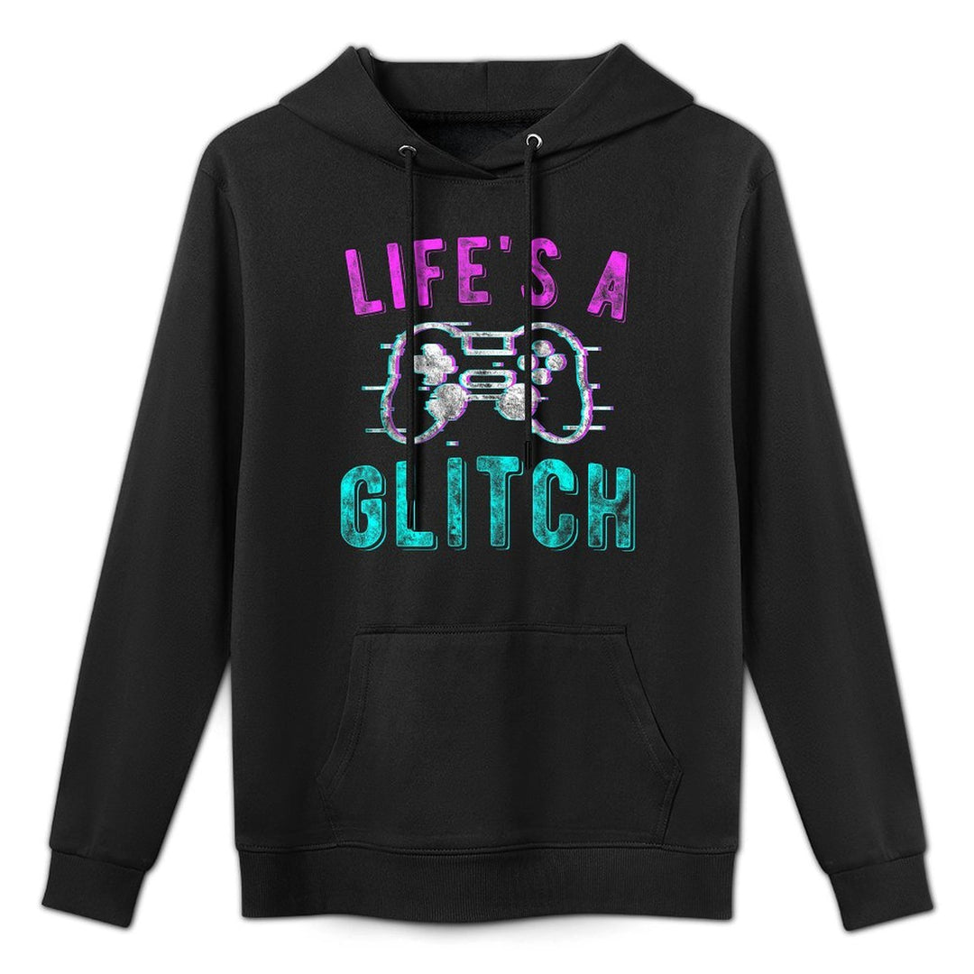 Lifes A Glitch - Vaporwave Gaming Meme Controller Glitch Kangaroo Pocket Hoodie