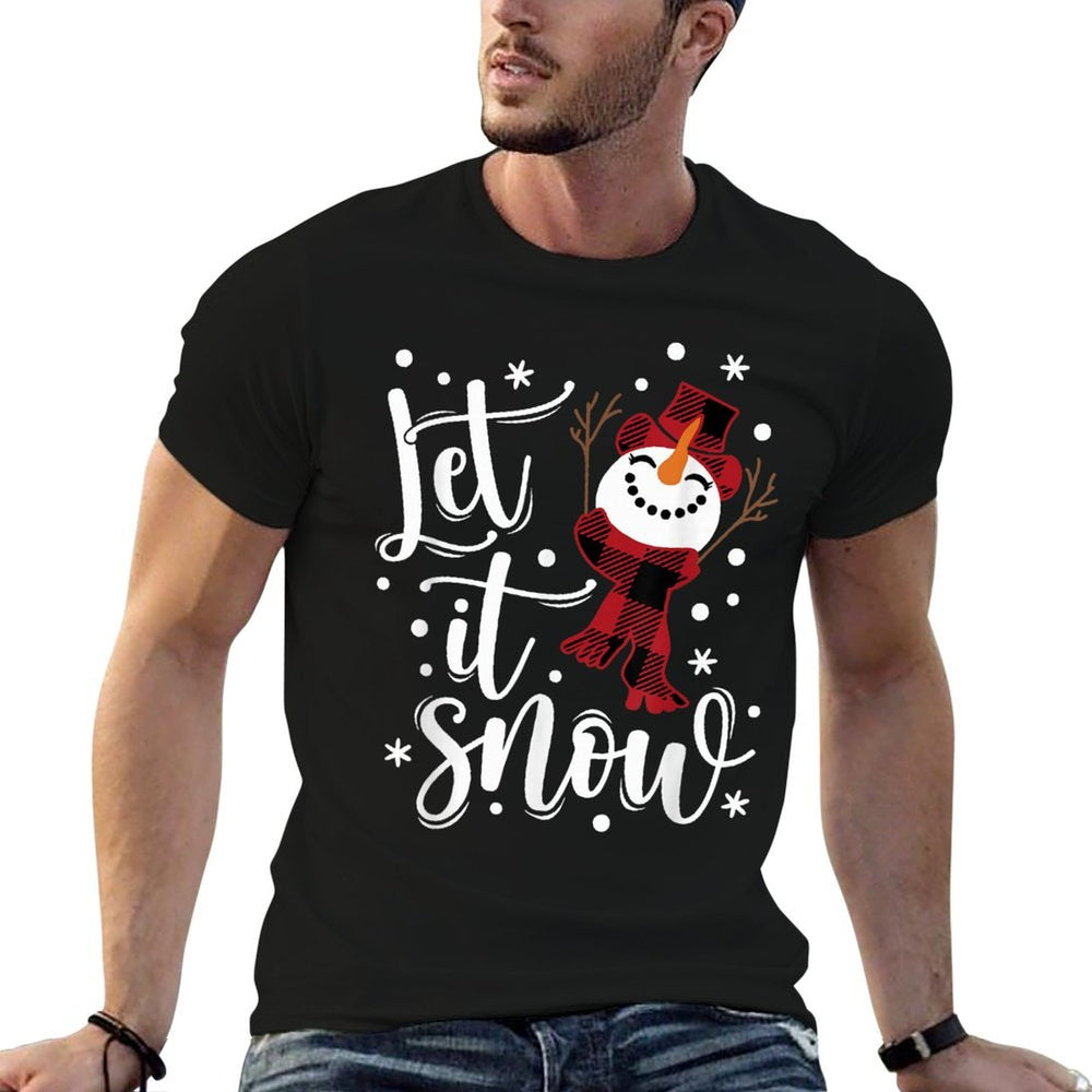 Snowmen Let It Snow Christmas Funny Family Matching Xmas  Rolled Sleeves T-Shirt