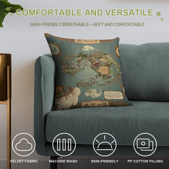 Avatar The Last Airbender Map Soft High-Density Material Throw Pillow