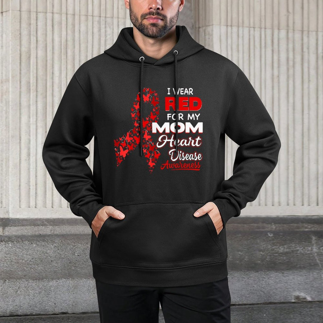I Wear Red For My Mom Heart Disease Awareness Colorfast Hoodie