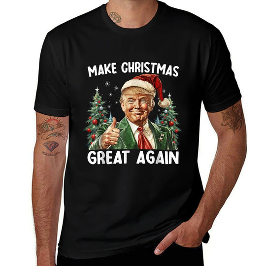 Make Christmas Great Again Funny Santa Trump 2025 Men Xmas  Polyester Blend T-Shirt